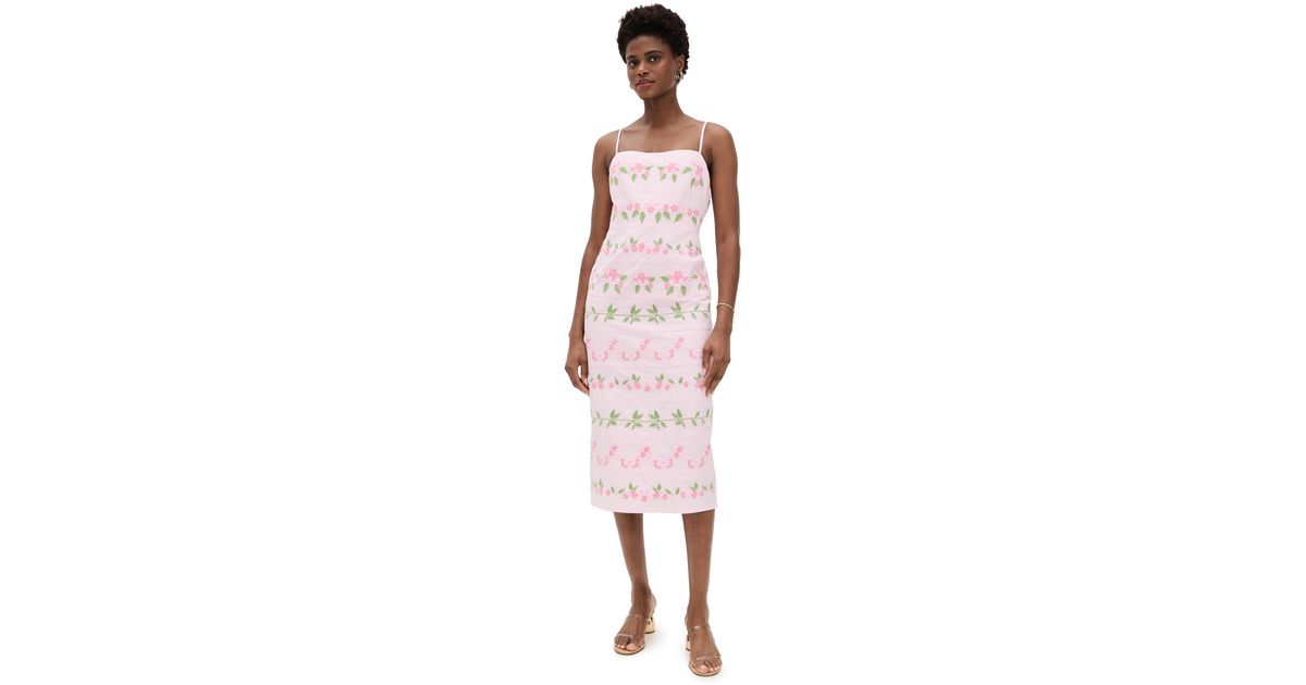 strapless open back dress Fanm Mon Embroidered Cotton Midi Dress – Floral Occasionwear