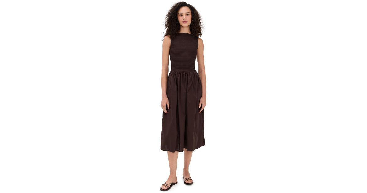 knee length dresses for ladies Ivory Smocked Top 3/4 Sleeve Midi Dress