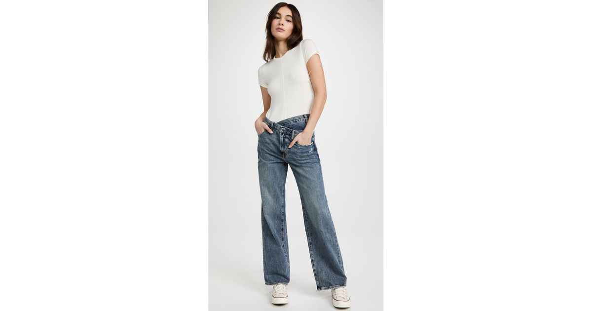 Pistola Bobbie High Rise Wide Leg Jeans With Crossover Waist in Blue | Lyst