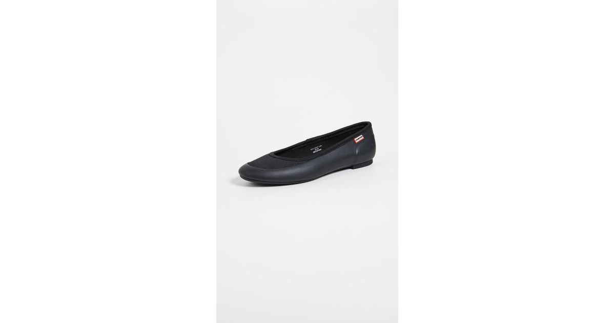 HUNTER Tour Gloss Ballerina Flats in Black | Lyst Canada