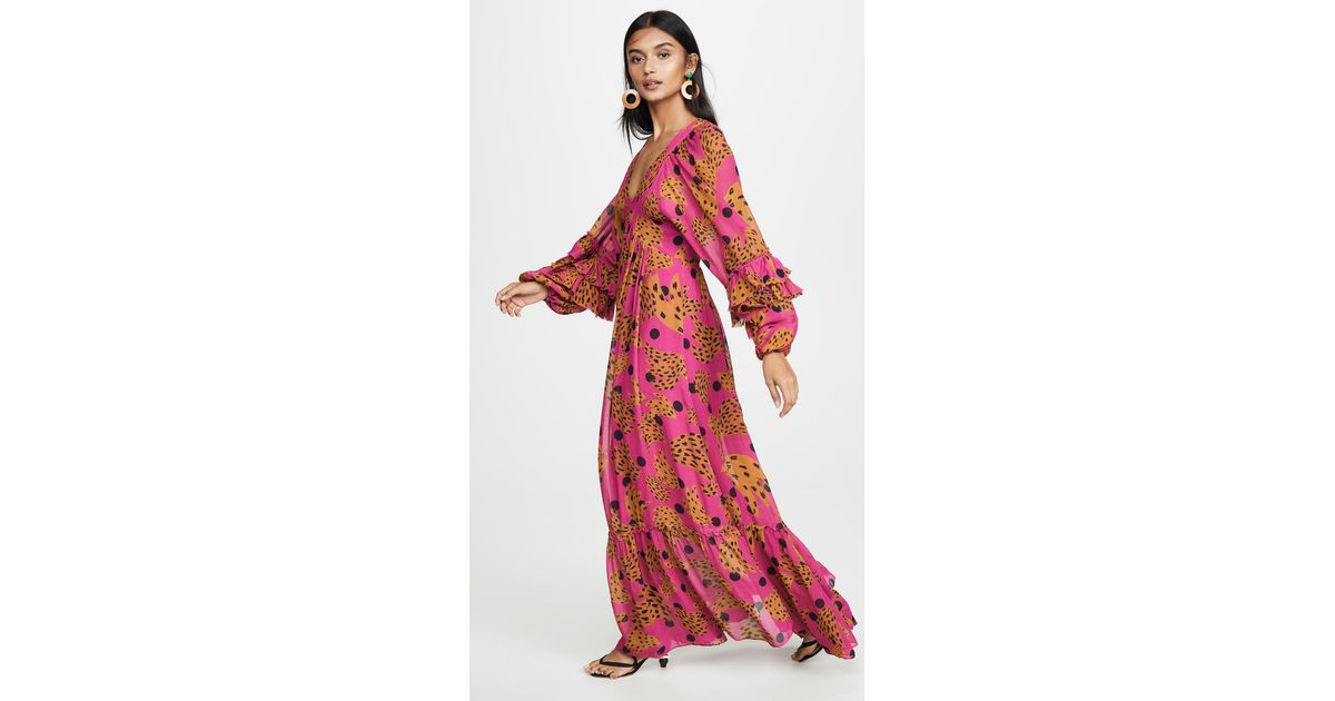 farm rio pink banana maxi dress