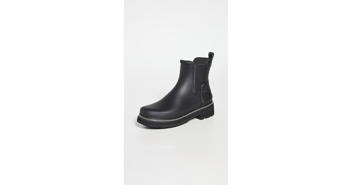 HUNTER Refined Chelsea Stitch Detail Wellington in Black | Lyst