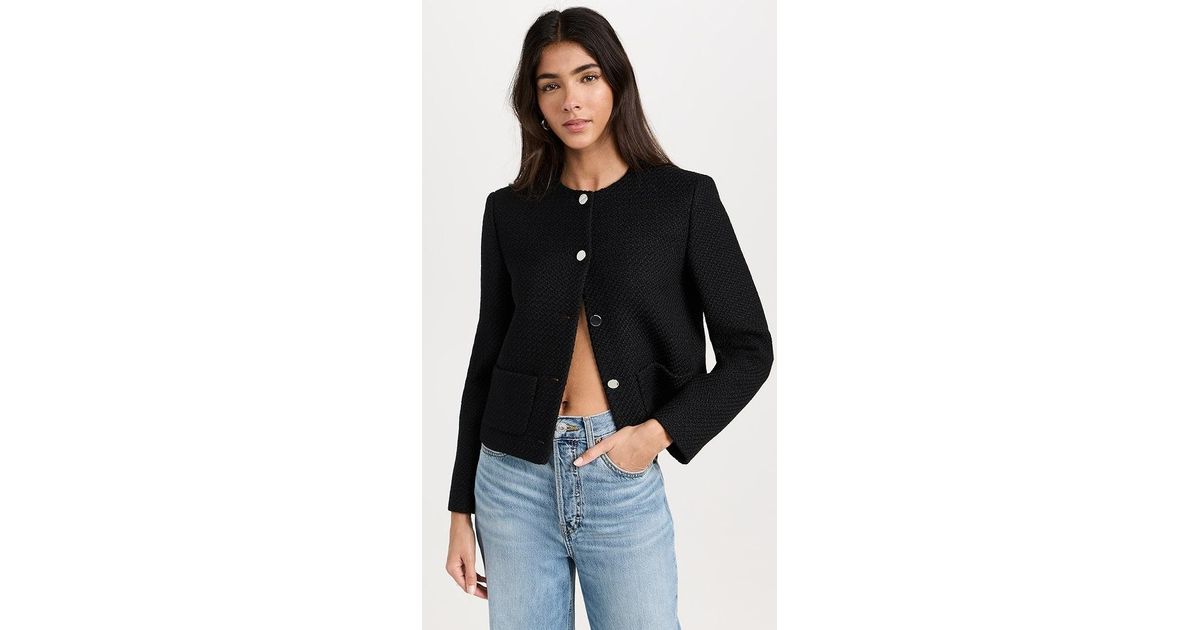 Theory Holiday Tweed Cropped Jacket in Black | Lyst