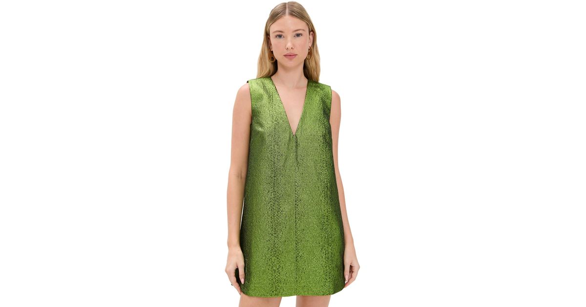 Simon Miller Fountain Metallic Mini Dress in Green | Lyst