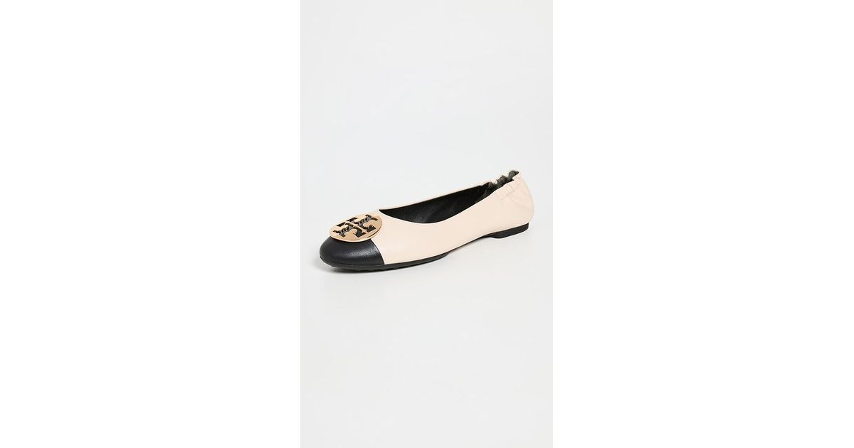 Tory Burch Claire Cap Toe Ballet Flats in Black | Lyst