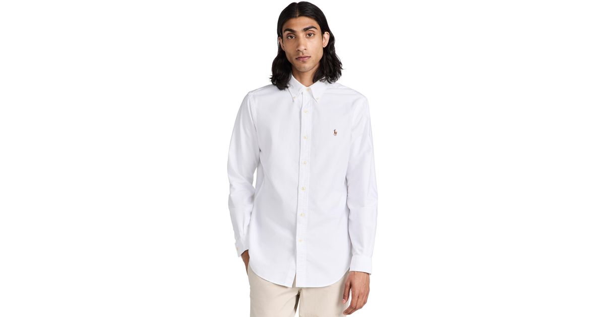 Polo Ralph Lauren Classic Fit Iconic Oxford Shirt in White for Men | Lyst