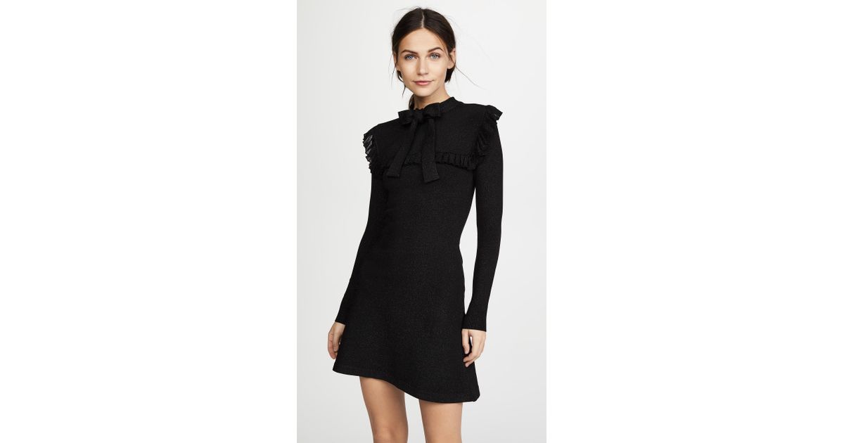 long sleeve black ruffle dress