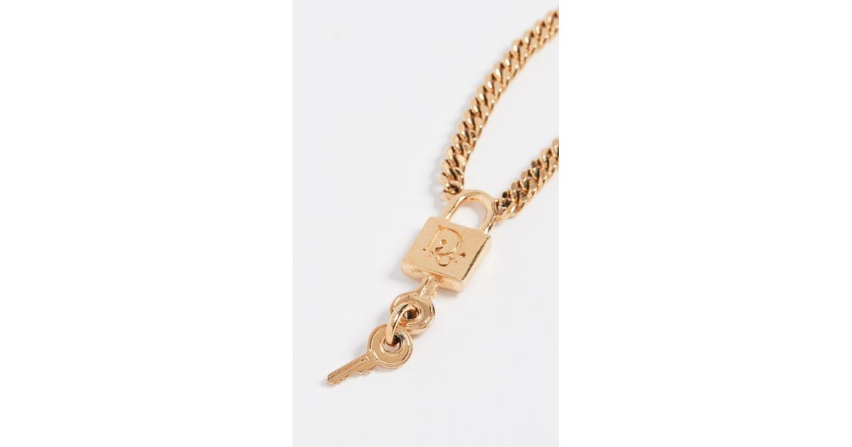 What Goes Around Comes Around Dior Lock Necklace in Metallic Lyst