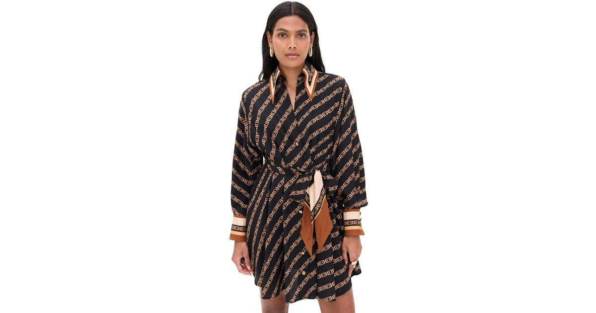 zimmermann shirt mini dress black Zimmermann Tuck Mini Shirt Dress Black Chain Print Silk  Naked Pear
