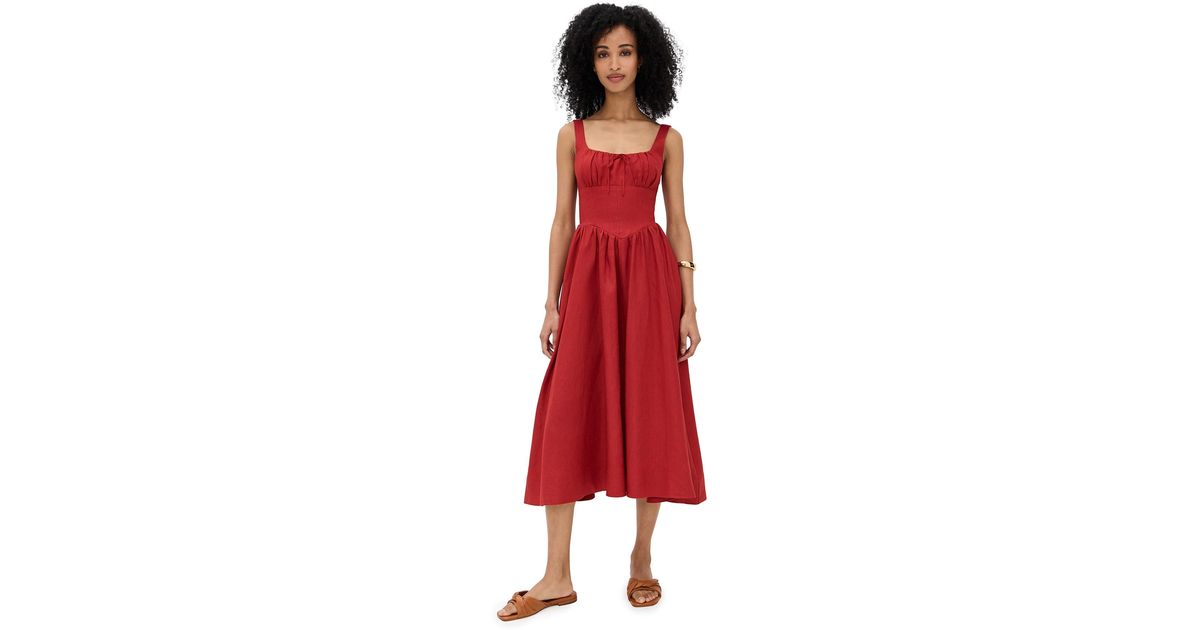 Reformation Balia Linen Dress in Red | Lyst