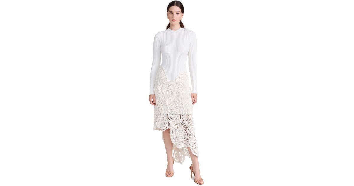 Aje. Mosaic Crochet Midi Dress in White | Lyst