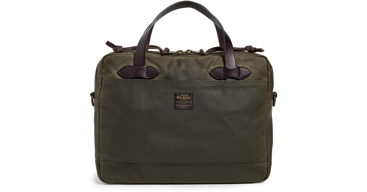 Compact Field Filson Filson Tin Cloth Compact Briefcase in Black for Men | Lyst