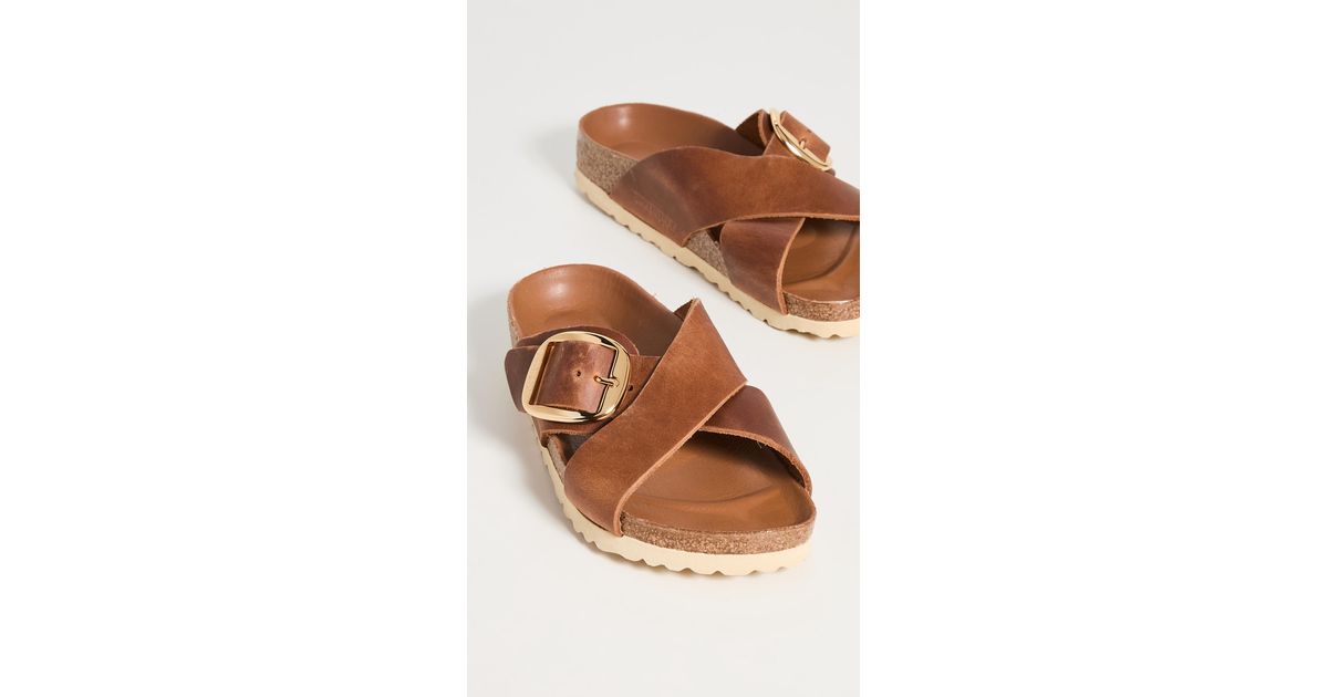 Birkenstock Leather Siena Big Buckle Sandals in Cognac (Brown) Lyst