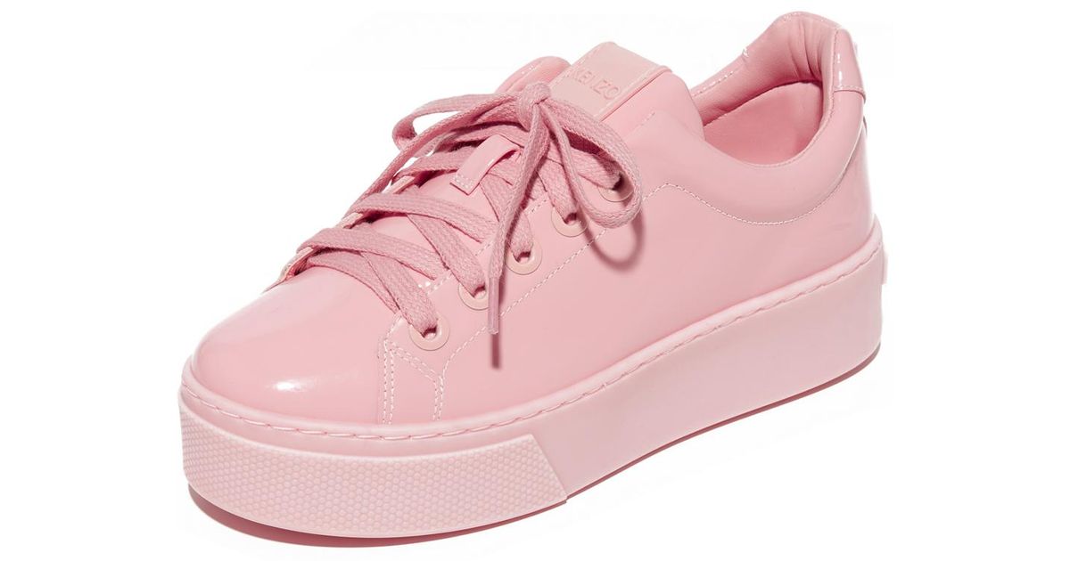 lace Platform Sneakers in Faded Pink 