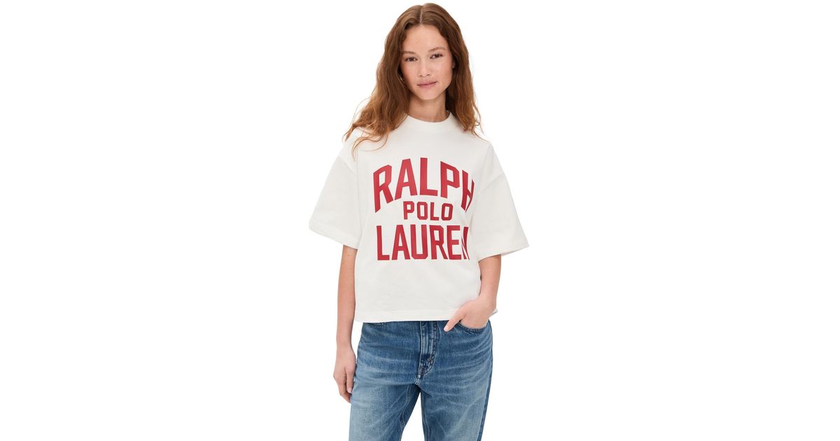 Polo Ralph Lauren Jersey Knit Short Sleeve Crew Neck Tee in Red | Lyst