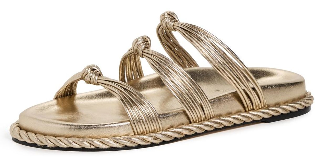 FARM Rio Knot Slide Sandals in Metallic | Lyst