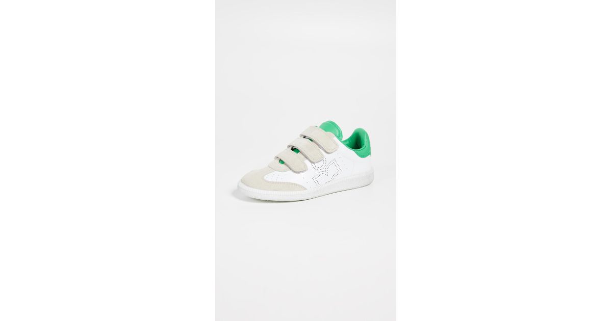 Isabel Marant Leather Beth Velcro Sneakers in Green - Lyst