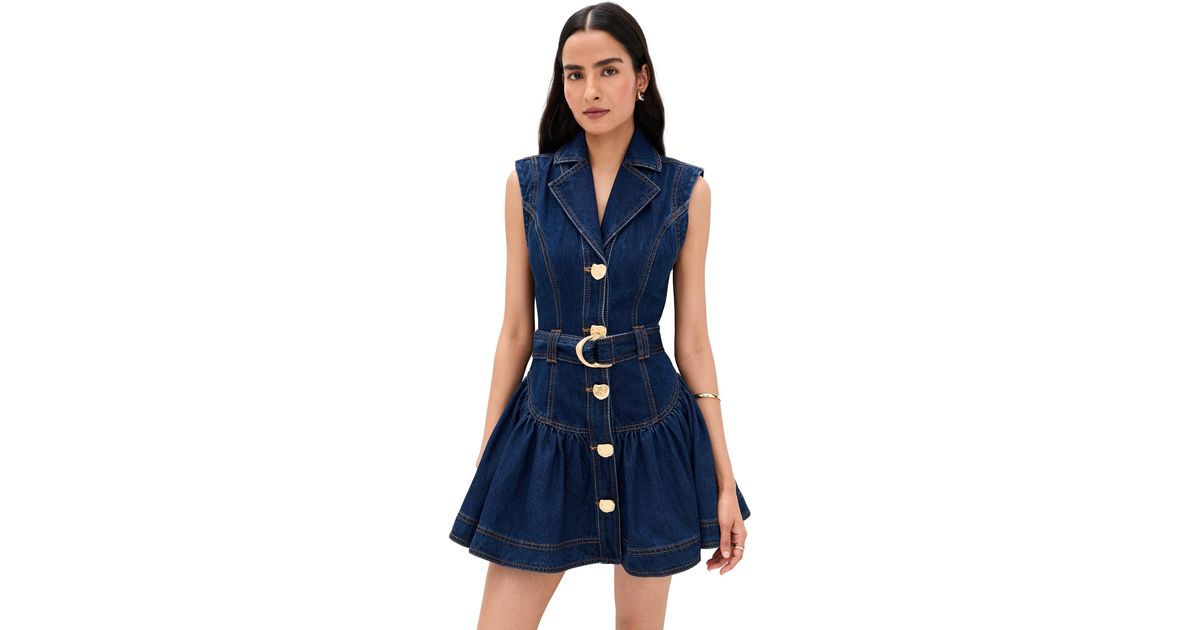 white christmas dresses Cotton Denim Drop Waist Belted Midi Dress In Dark Denim main image 1