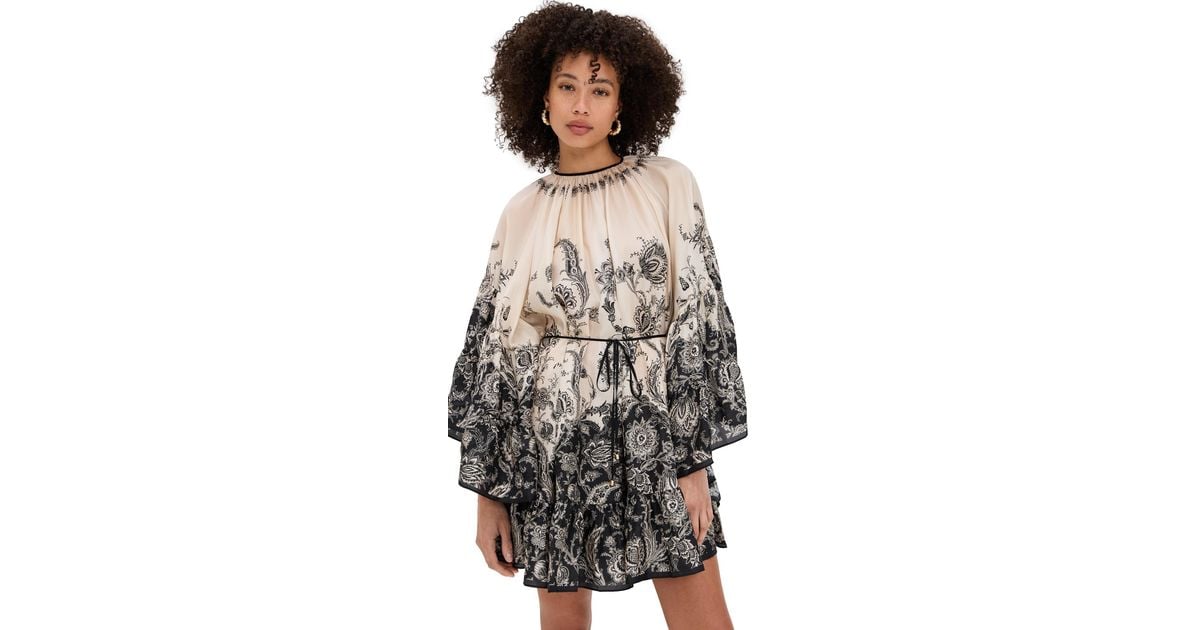 ワンピース Zimmermann Rhiannon Lantern Mini Dress Rhiannon Lantern Mini Dress Cream/Black Floral Online