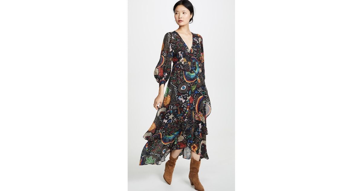 farm rio black borogodo wrap dress