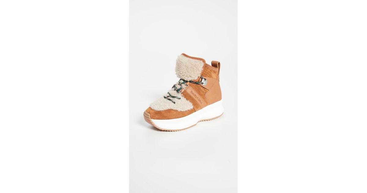 chloe shearling sneakers