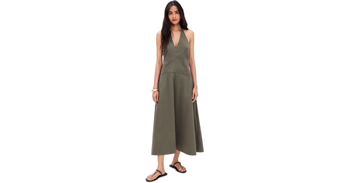 St. Agni Halter Plunge Dress in Green | Lyst