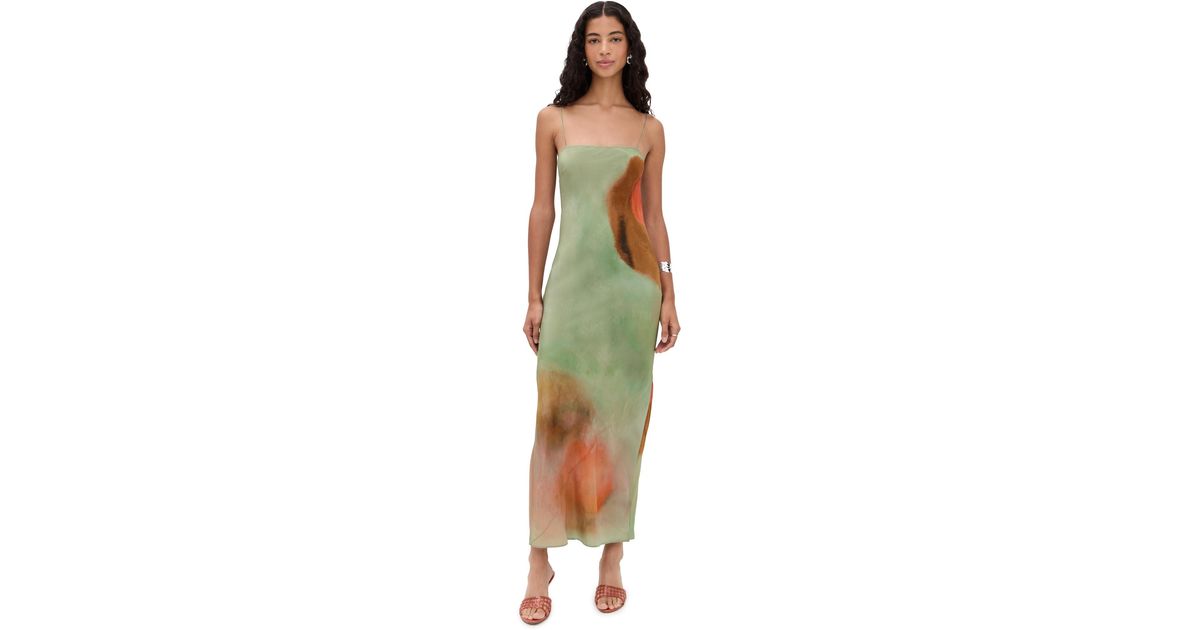 sir calle printed silk maxi slip dress Sir. Calle Printed Silk Maxi Slip Dress In Green - 40% Off