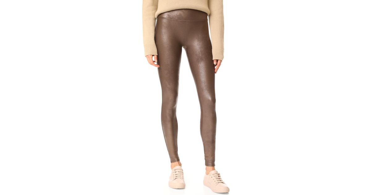 Spanx Faux Leather Leggings in Brown | Lyst