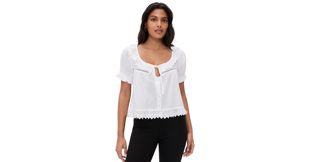 Damson Madder Harling Broderie Blouse in White | Lyst