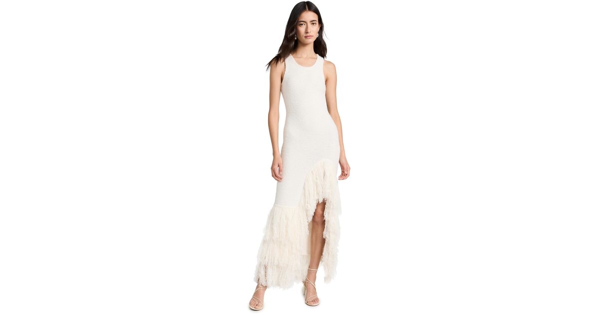 AKNVAS Sasha Knit Fringe Dress in White | Lyst