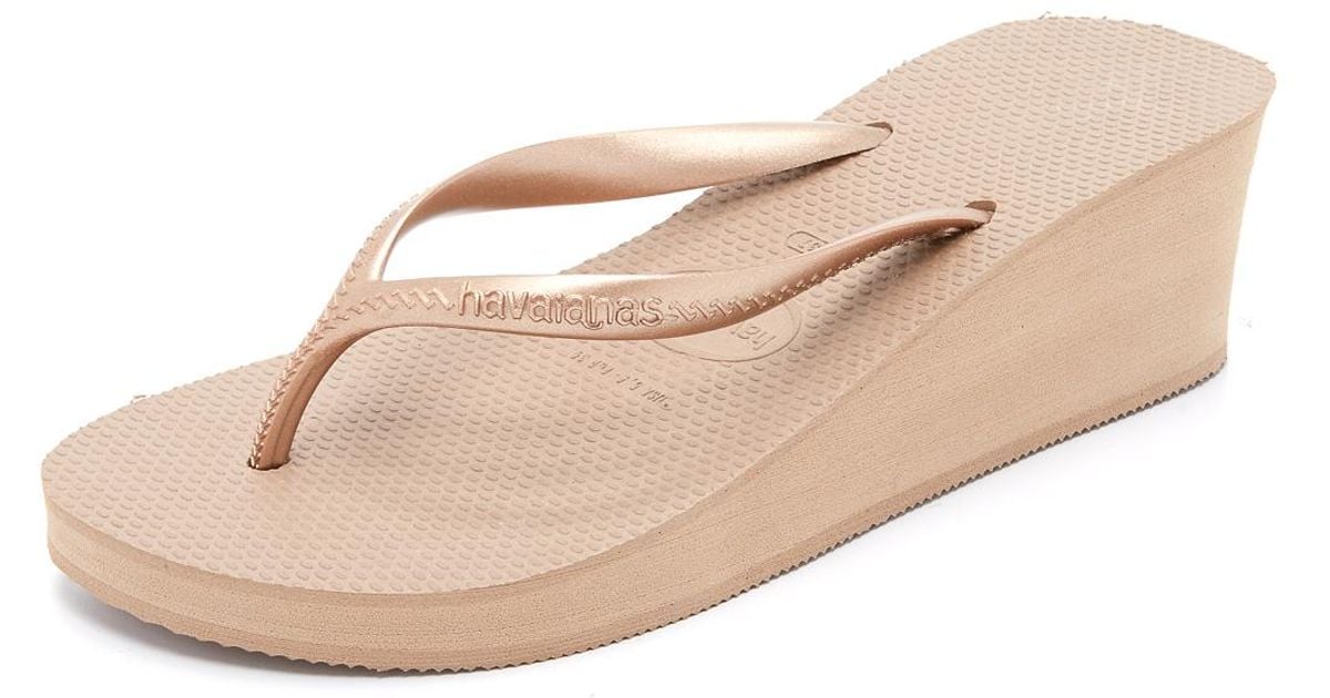 havaianas wedge rose gold