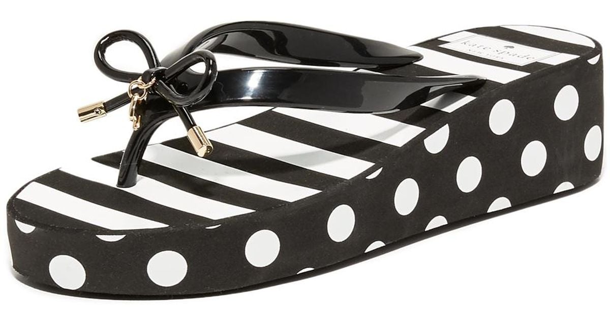 Kate Spade Rhett Wedge Flip Flops in Black | Lyst Canada