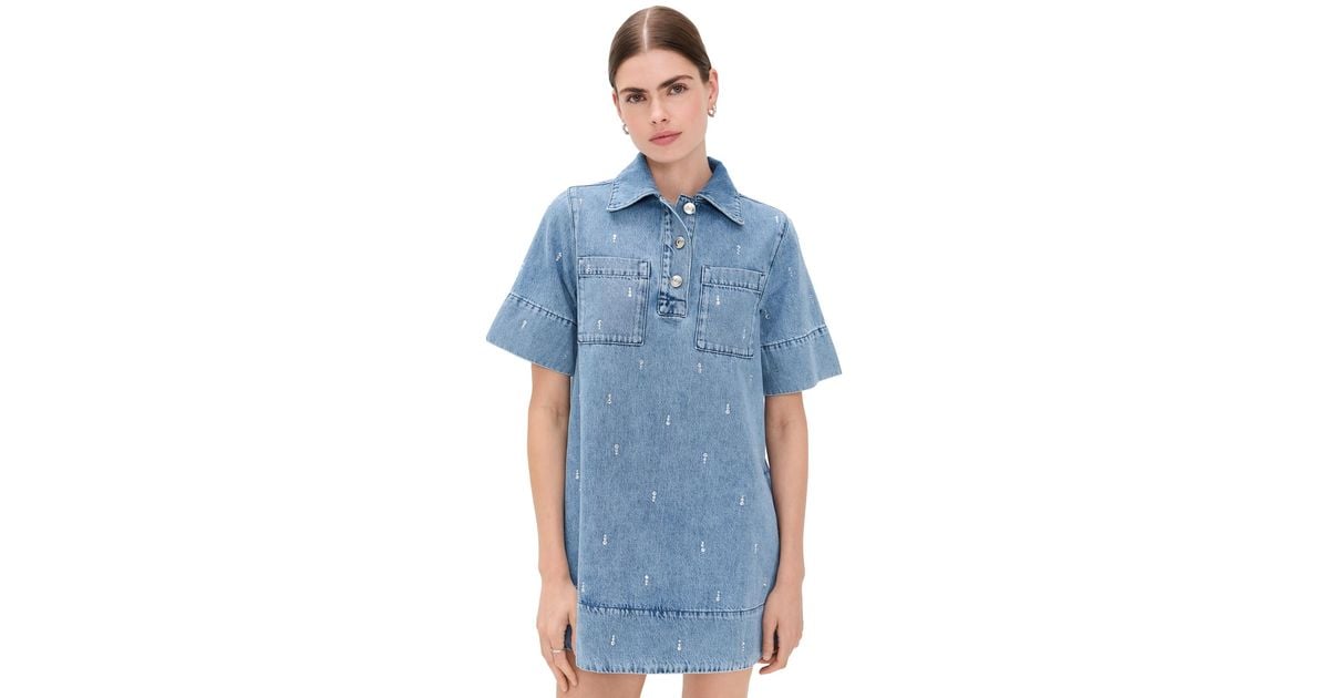ALIGNE Grace Denim Diamante Dress in Blue | Lyst