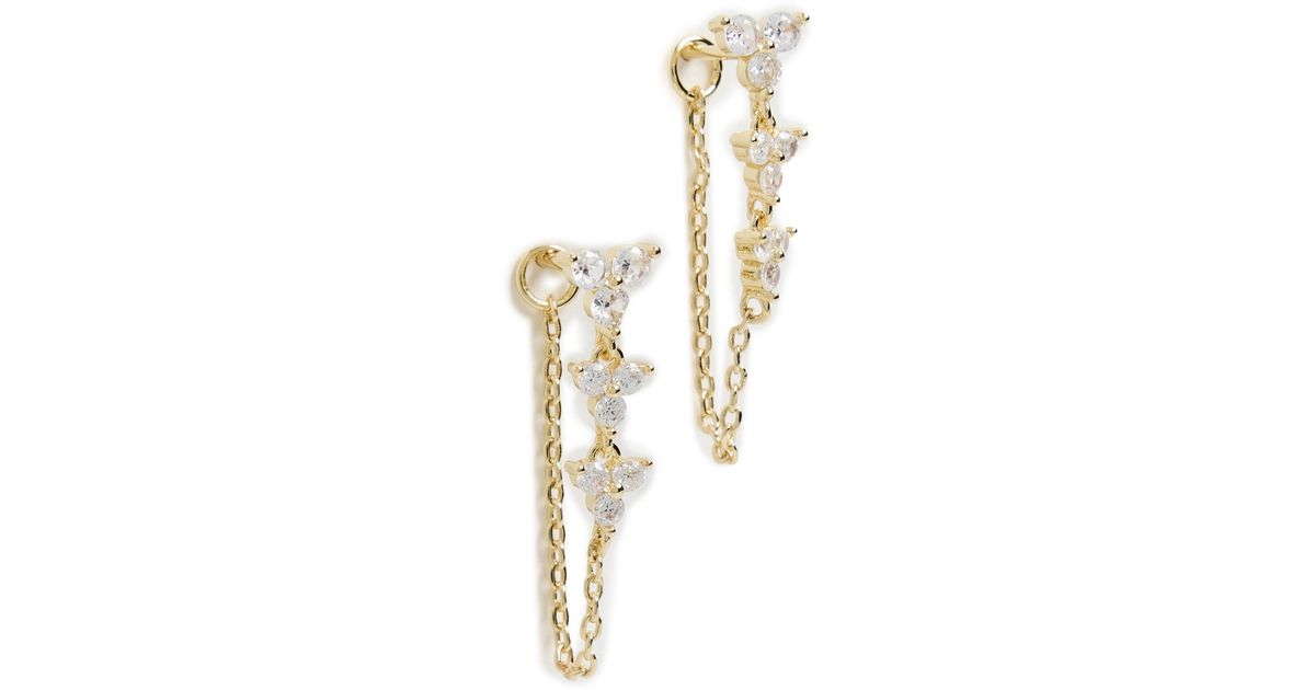 By Adina Eden Multi Trio Cubic Zirconia Chain Front Back Stud Earrings ...