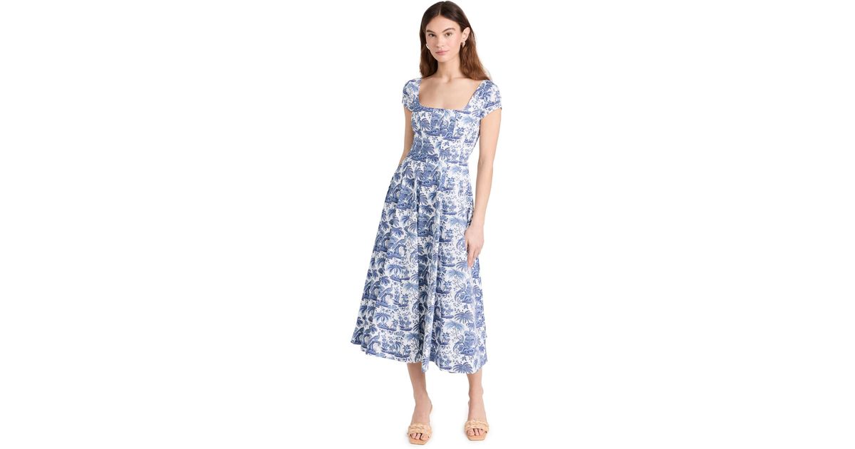 STAUD Short Sleeve Wells Dress in Blue | Lyst