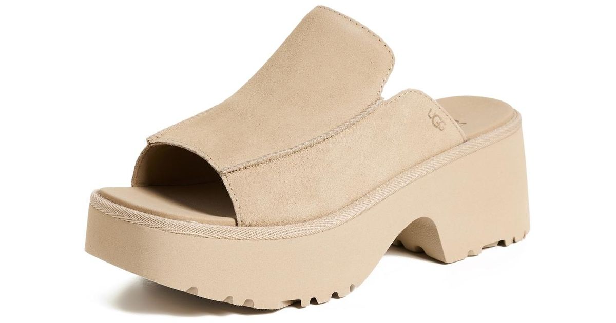 UGG New Heights Slides in Natural | Lyst