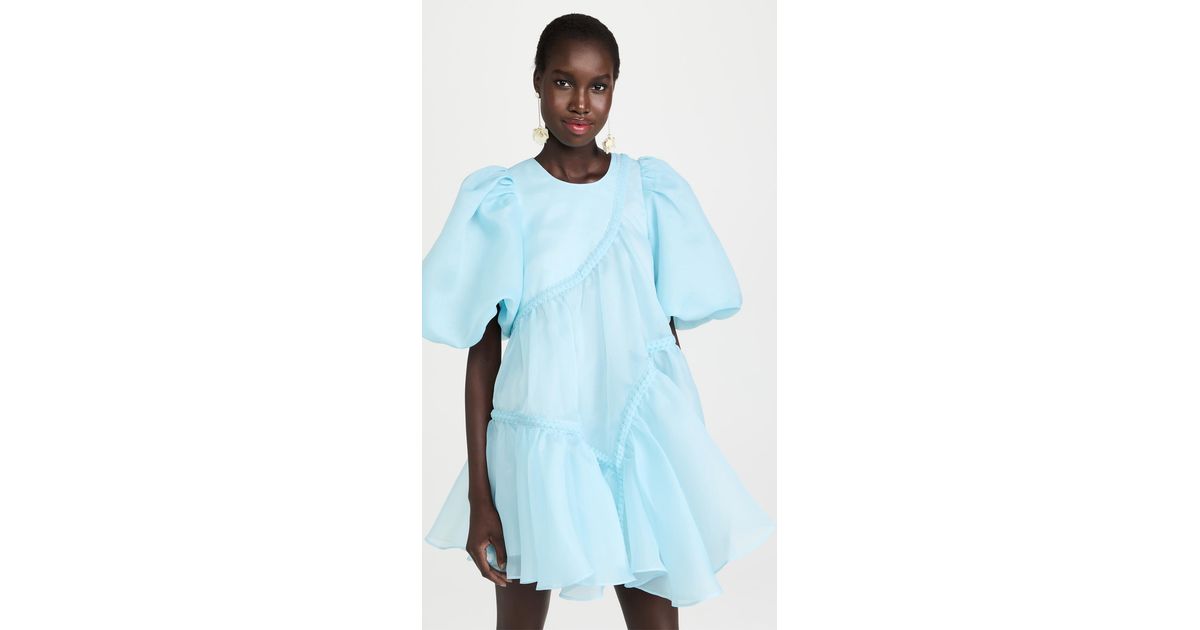 Aje. Riviera Puff Sleeve Dress in Blue Lyst
