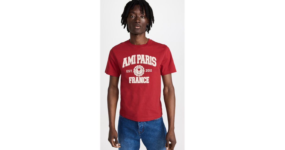 Ami Paris Paris T-shirt in Red for Men | Lyst