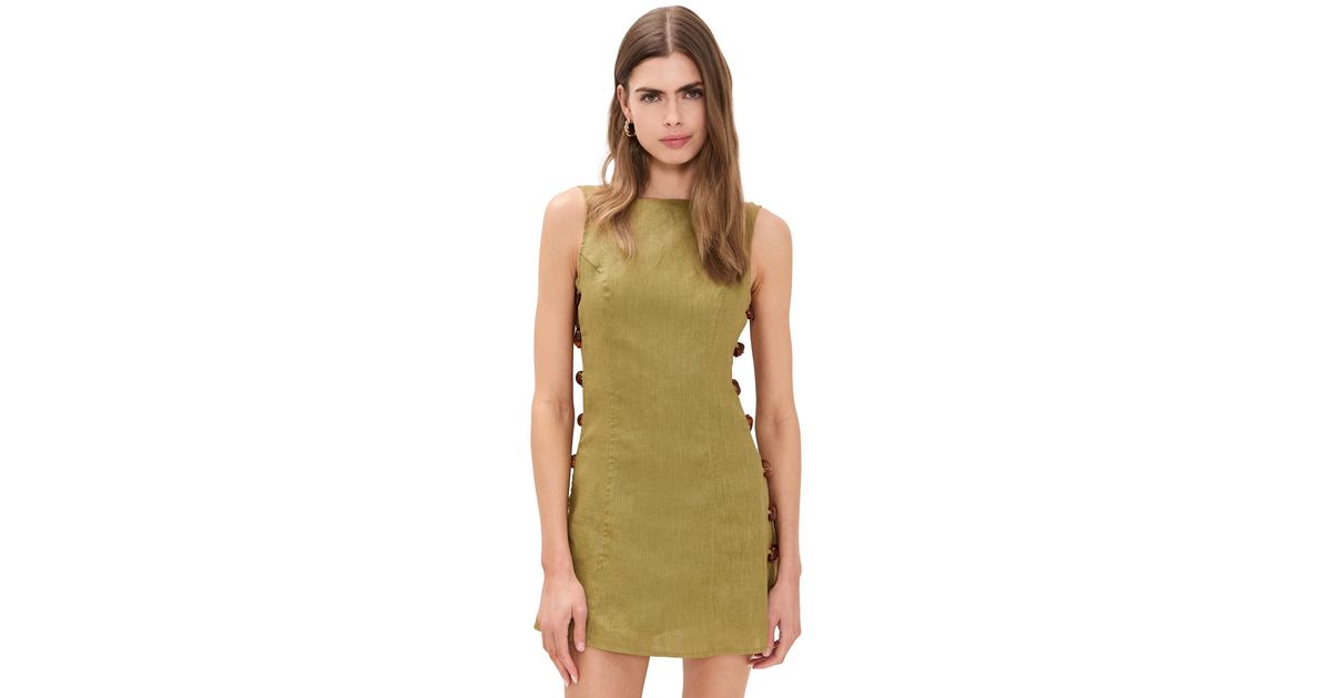 Vrg Grl Tia Linen Mini Dress in Green | Lyst