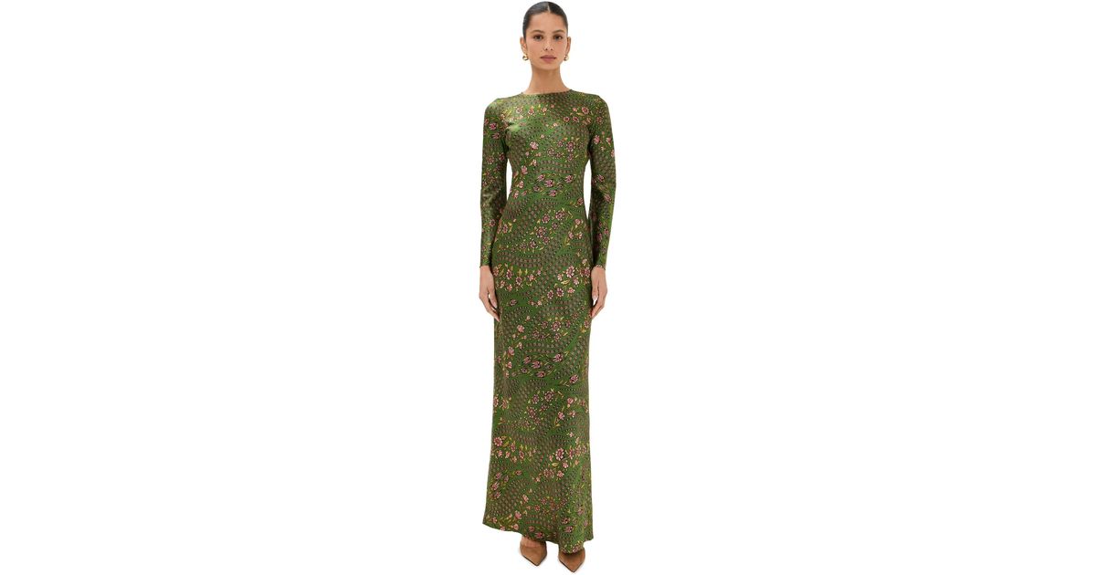 veronica beard green floral dress Veronica Beard Kaliza Scarf-Print Midi Dress | Light Pistachio Multi