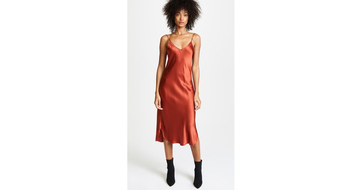 rust silk dress
