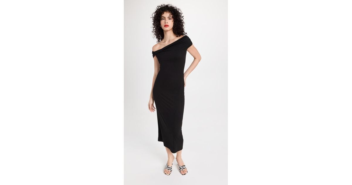 Reformation Jamen Off Shoulder Knit Midi Dress in Black Lyst