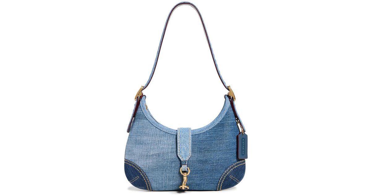 バッグ Coach Blue Denim and Suede Hobo Handbag COACH® | Hamptons Hobo Bag