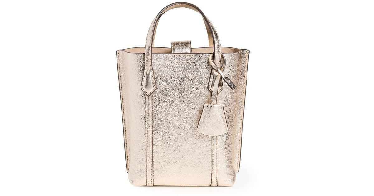 Tory Burch Perry Metallic Mini N s Tote Lyst Canada