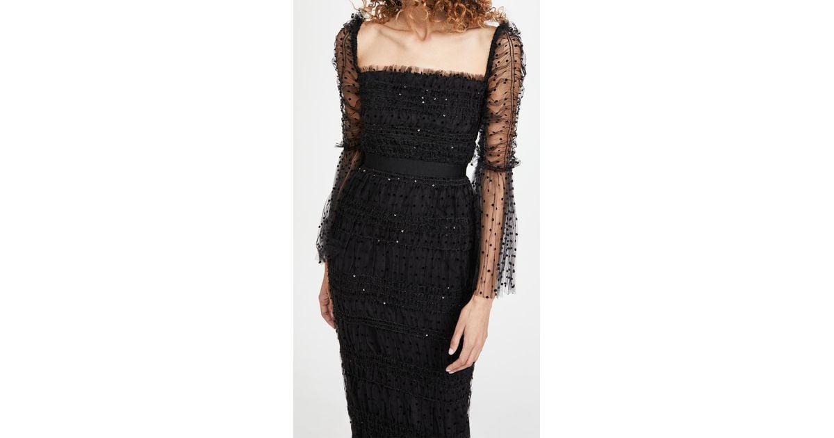 black dot mesh midi dress EVEREVE Women's Brinley Mesh Polka Dot Midi Dress, Size XL, Black main image 1