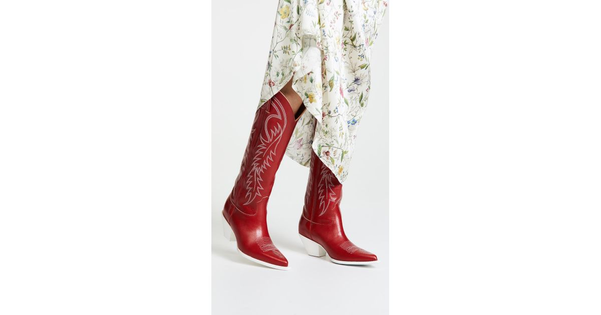 R13 Pointed Cowboy Boots in Red | Lyst