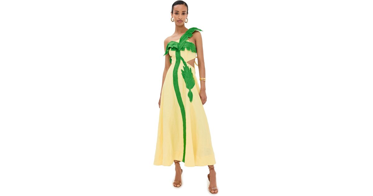 FARM Rio Palm Tree Cutwork Midi Dress in Yellow | Lyst FARM Rio Palm Tree Cutwork Midi Dress in Yellow | Lyst