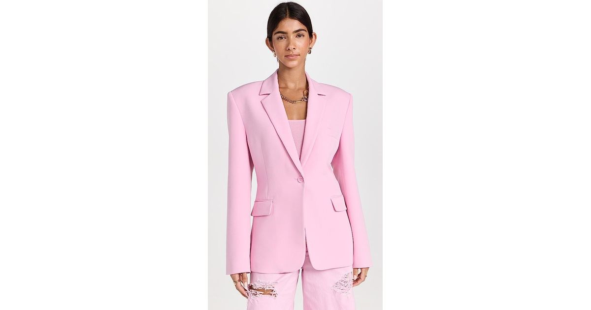 LAPOINTE Matte Crepe Broad Shoulder Blazer in Pink Lyst
