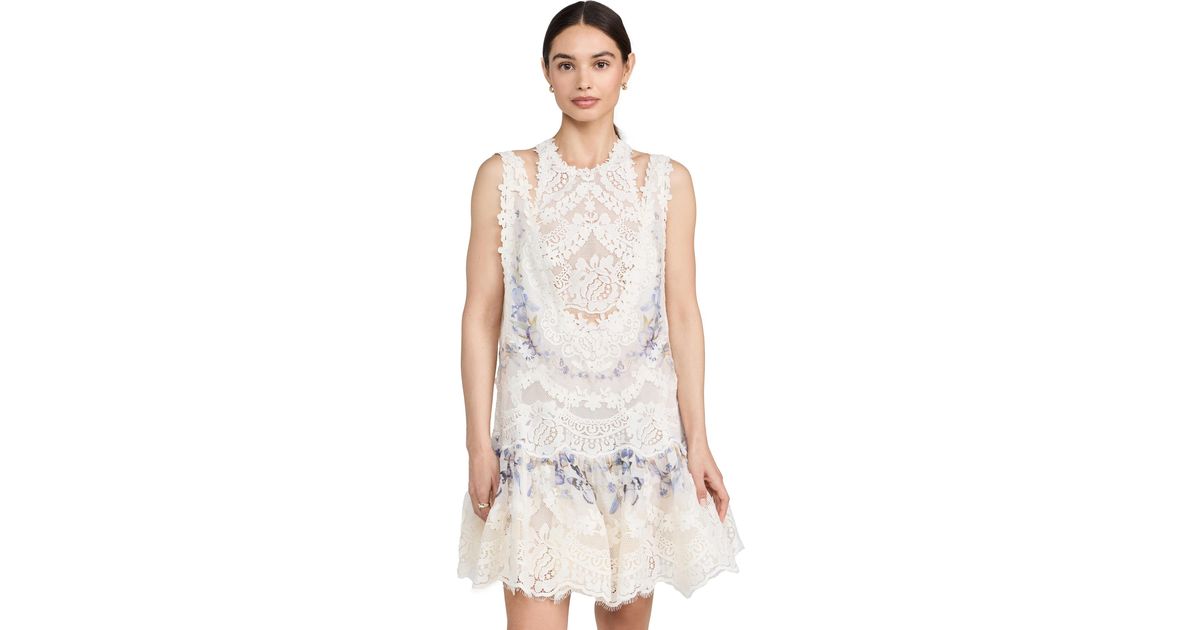 Zimmermann Natura Lace Patch Mini Dress in Natural | Lyst
