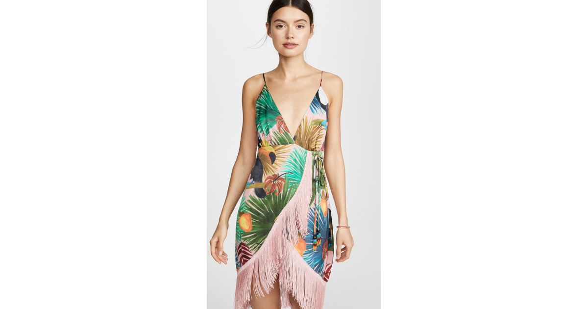 FARM Rio Synthetic Tropical Tucano Wrap Fringe Dress - Lyst